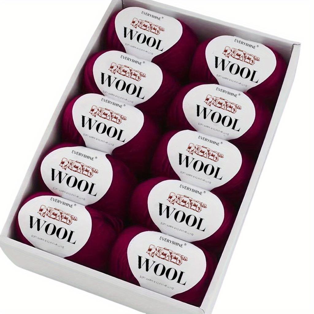 10-Pack Wool Blend Yarn Medium-Fine 80% Wool 20% Polyester Multi-Color Assortment for Knitting & Crochet Soft & Warm 500g Total
