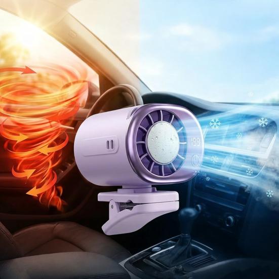 Rotating Clip-On Cooling Fan Rechargeable Adjustable Speed Car Fan Portable Personal Air Conditioner for Car Desk Travel