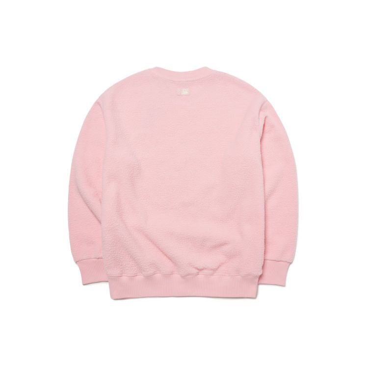 MLB Basic Logo Series New York Yankees Logo Fleece Thick Round Neck Pullover Sweatshirt Unisex sweatshirt Pink 3AMTF5116-50PKL