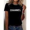 Machine Washable Unisex's Casual Elegant Fashion CHANNEL Graphic T-Shirt - Crew Neck Short Sleeve Top