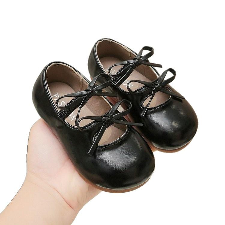 Girls' leather shoes 2025 spring and autumn new bow princess shoes little girl dance performance single shoes soft-soled Doudou shoes