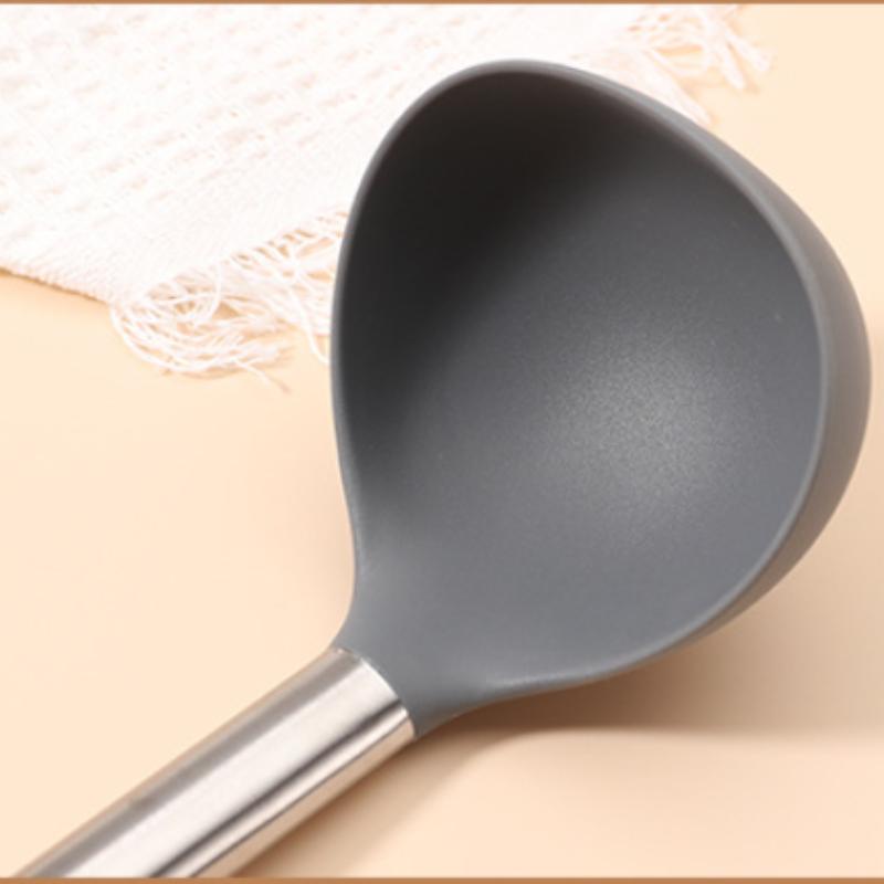 Silicone Kitchen Utensils Stainless Steel Handle Non Stick Pot Kitchenware Cooking Tool Heat-resistant Soup Spoons