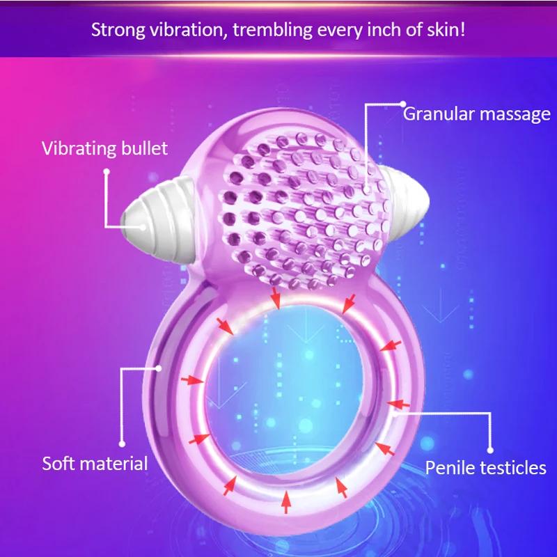 Vibrační erekční kroužek stimulátor klitorisu Silný penis Vztyčený erekční kroužek erekce erekce pro zlepšení oddálení ejakulace Sexuální hračky pro muže