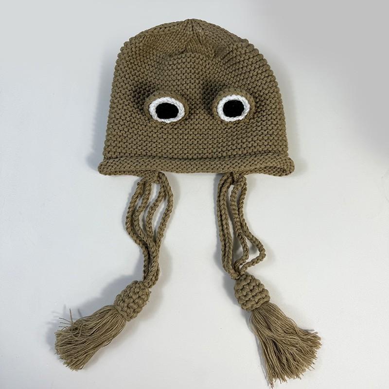 Acrylic Knit Beanie Hat Women Winter Warm Ear Protection Cute Green Cropped Cap Stylish Accessory
