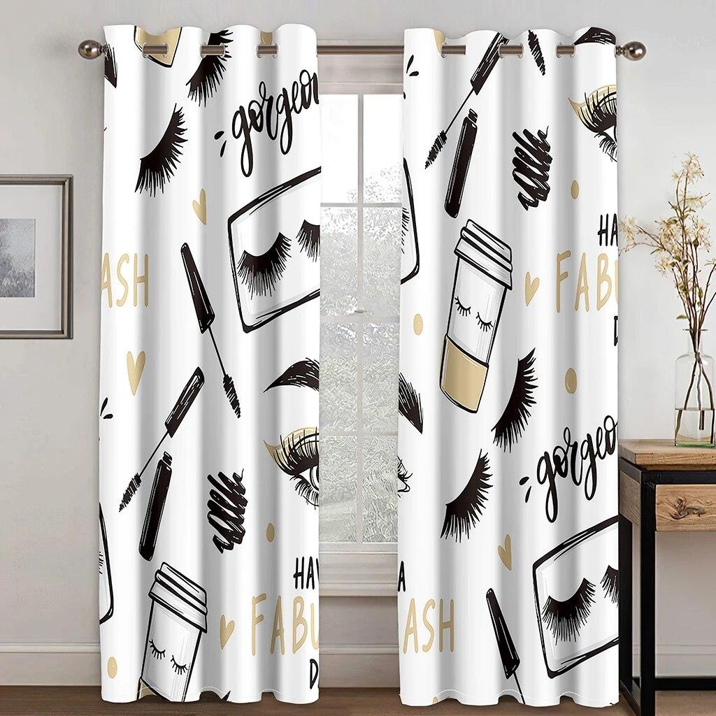 

Кисти для макияжа, духи, шторы для ресниц, маникюрные салоны и салоны красоты, гостиная, спальня, оконные шторы, украшение дома на заказ W50xH130(CM)x2PCS-Rod pocket