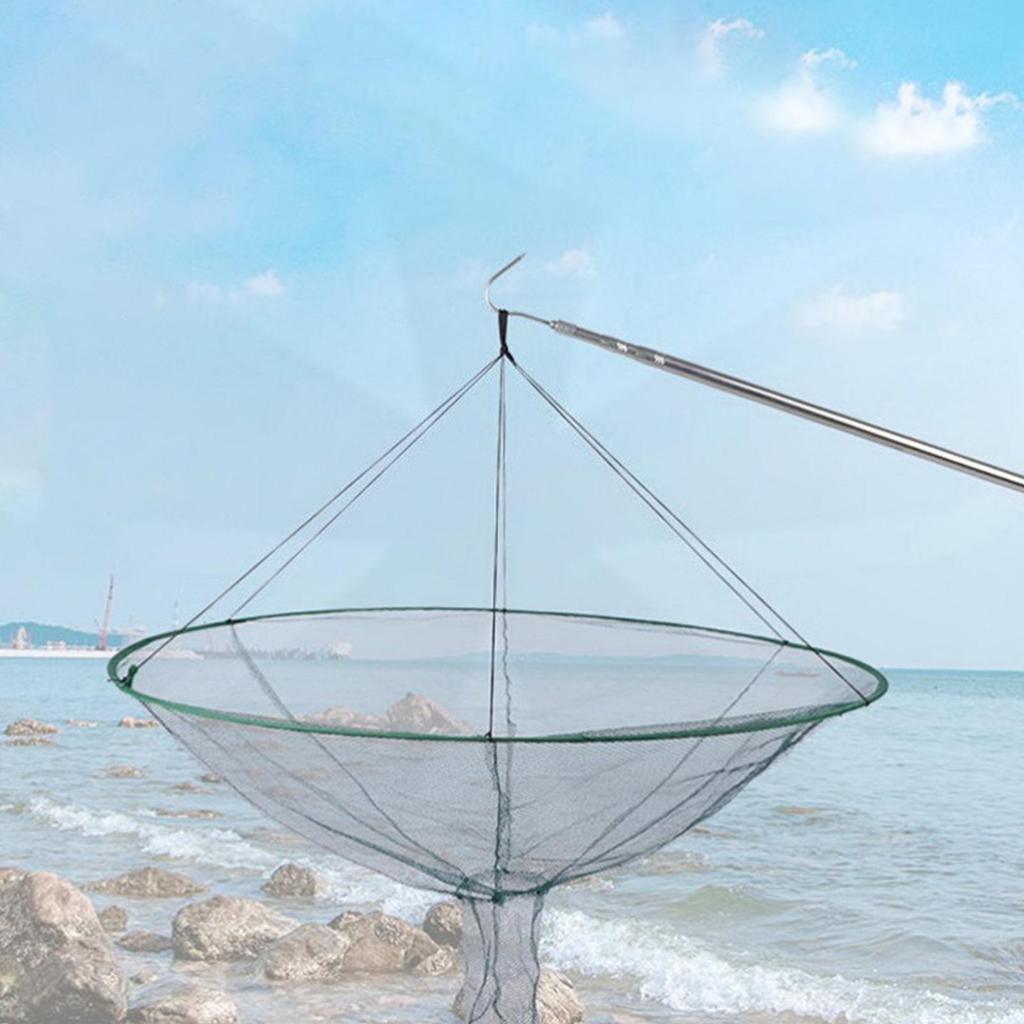 100/80CM Large Round Folding Drop Fishing Net Shrimp Catcher Tank Casting Network Fish Eels Trap Cage Prawn Bait Crab Netting