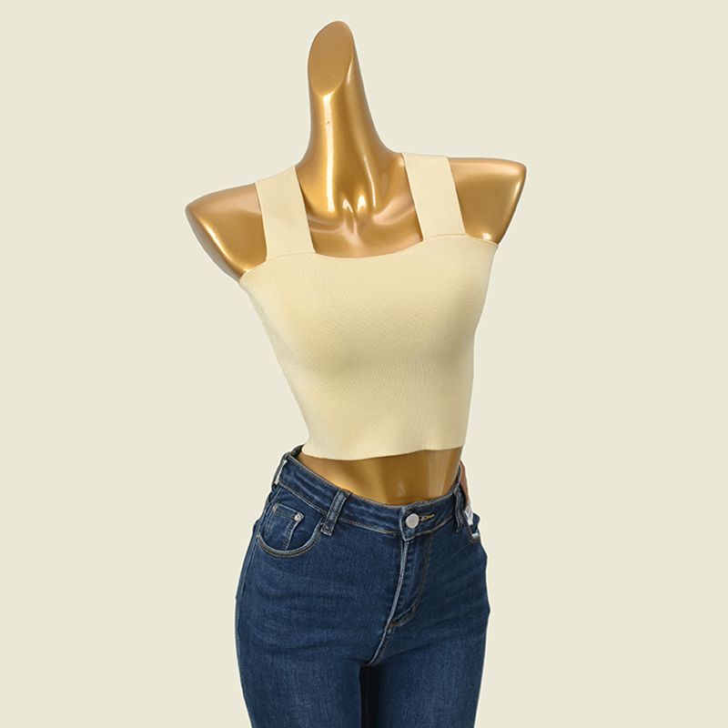 

Cross Slim-Fit Knitted Underwear Top Camisole Milk yellow S