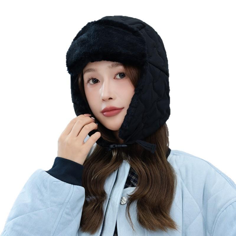 Women's Hats for Women's Winter Outdoor Cycling Cold Proof Ear Protection Hat Japanese Versatile Plaid Lei Feng Hat Fashionable Casual Warm Hat