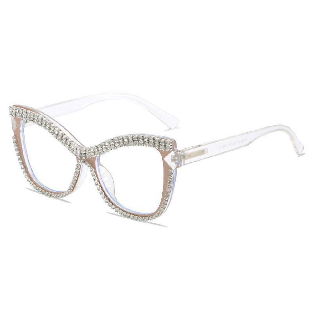 INS Rhinestone Glasses Luxury Large Frame Eyewear Comfortable To Wear Women Spectacles Selfie