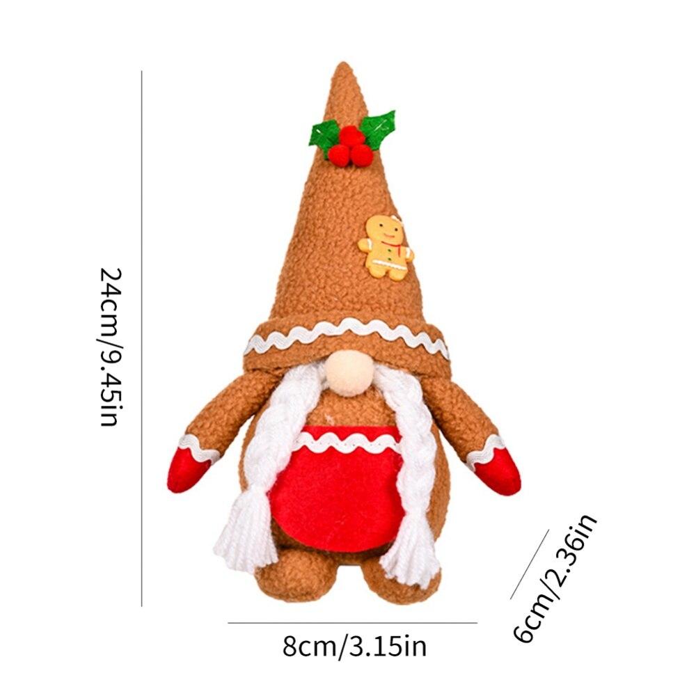 Gingerbread Man Christmas Gnome Decoration Plush Christmas Elf Decoration Farmhous Santa Tomte Swedish Face Figurines