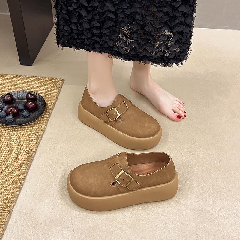 Thick-soled Suede All-inclusive Birkenstocks Women's Spring 2025 New One-pedal Loafers Retro Casual Single Shoes Women