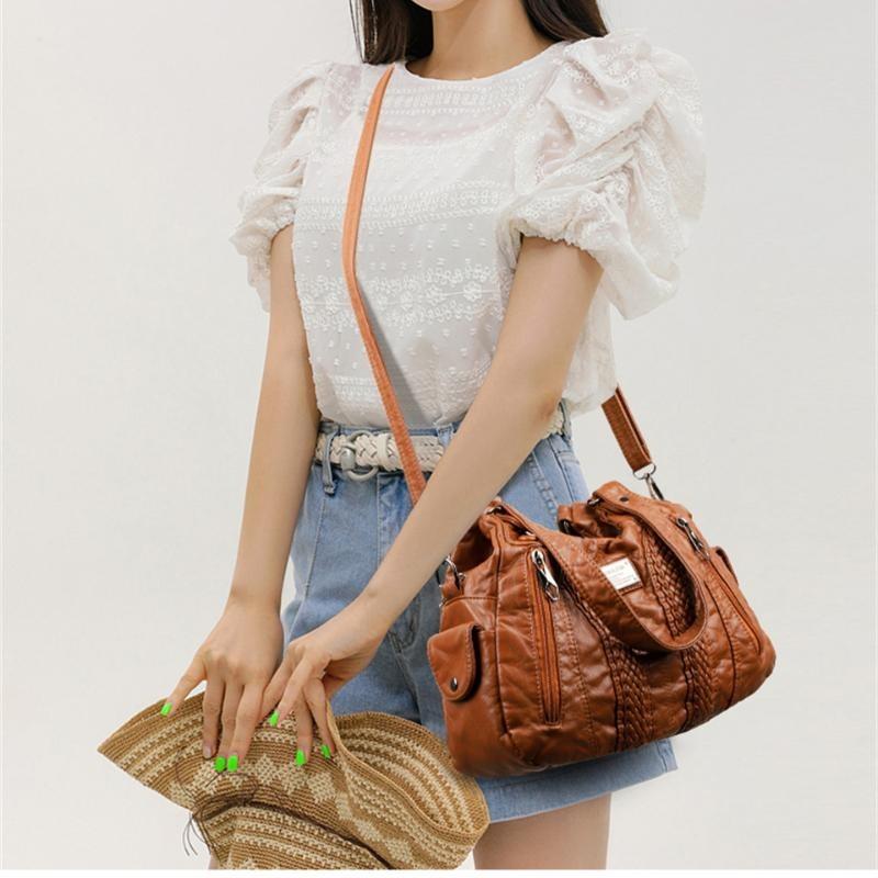 Luxury Designer Purses and Handbags Women Leather Shoulder Bags Many Pockets Casual Crossbody Bags for Women 2024 Sac A Main