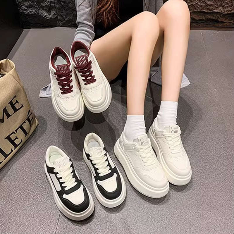 Campus Style Versatile Fashion Sports White Shoes Ins Trend 2025 Autumn New Heightened Thick-soled Casual Board Shoes for Women