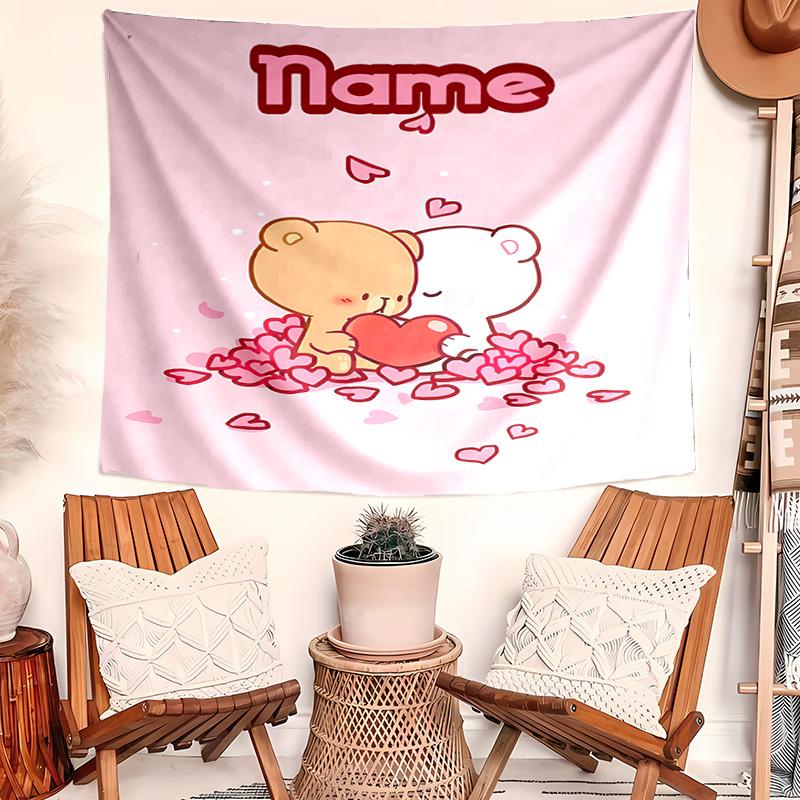 Personalized Bubu Dudu Background Tapestry,Custom Name Birthday Party,Multifunctional Wall Decoration for Home Decor,Various Occasions