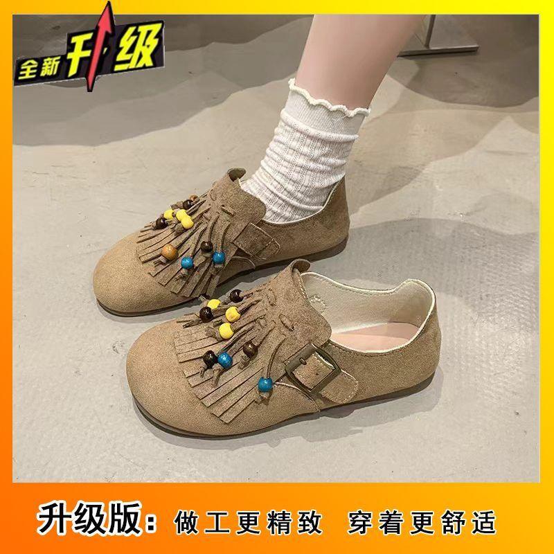 

Flat-bottomed fringed beaded all-inclusive Birkenstocks, women s niche design is comfortable, women s single shoes, new in spring and summer 2025 40