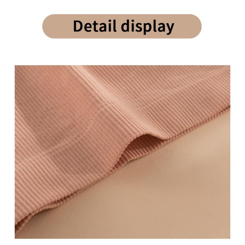 Women Seamless Low Waist Breathable Ribbed Solid Color Safety Underwear Panties