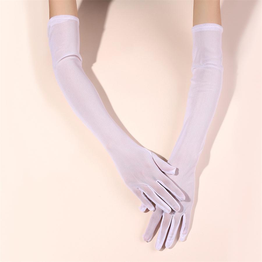 

Black White Sheer Long Gloves for Cosplay Formal Event L білий