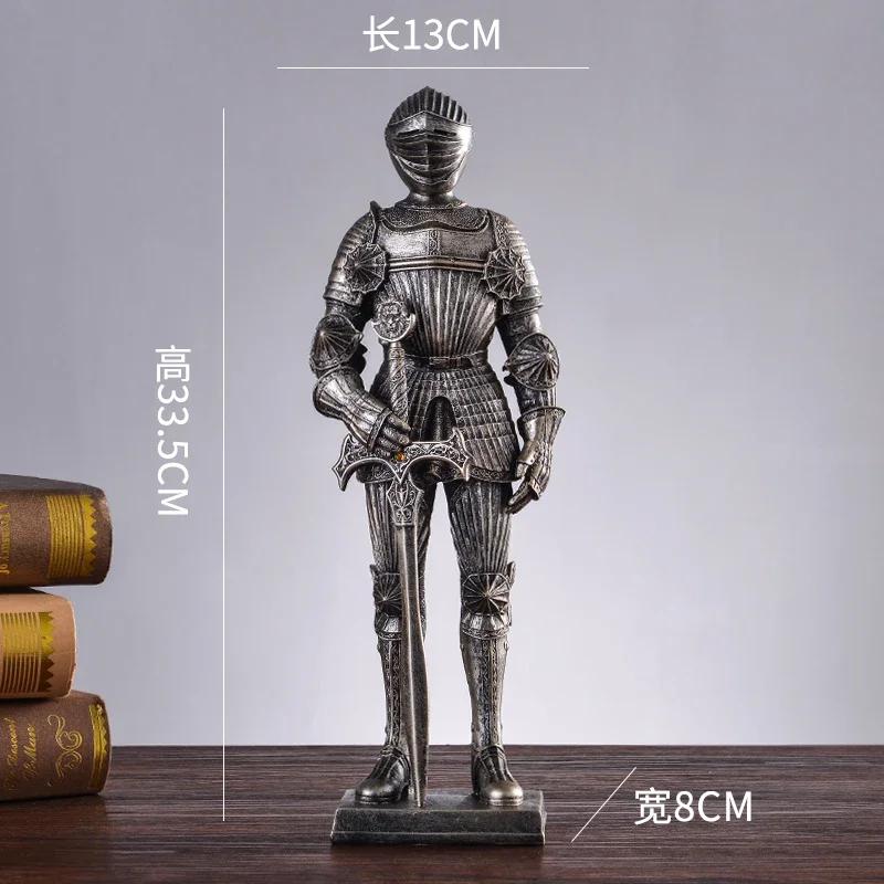 Скандинавский Винтажный Домашний Декор Бронированный Рыцарь Статуэтка из Смолы Мечник Герой Портрет Украшение Ретро Кавалер Поделки Украшения