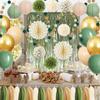 Bridal Shower Decorations Sage Green Party Decorations Bridal Shower Balloons Paper Pompoms Fringe Curtain for Wedding Bachelorette Bride To Be Party