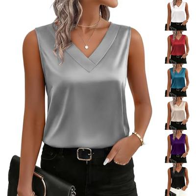 Women's Solid-color Fashionable Business Work Shirt Formal T-shirt Top