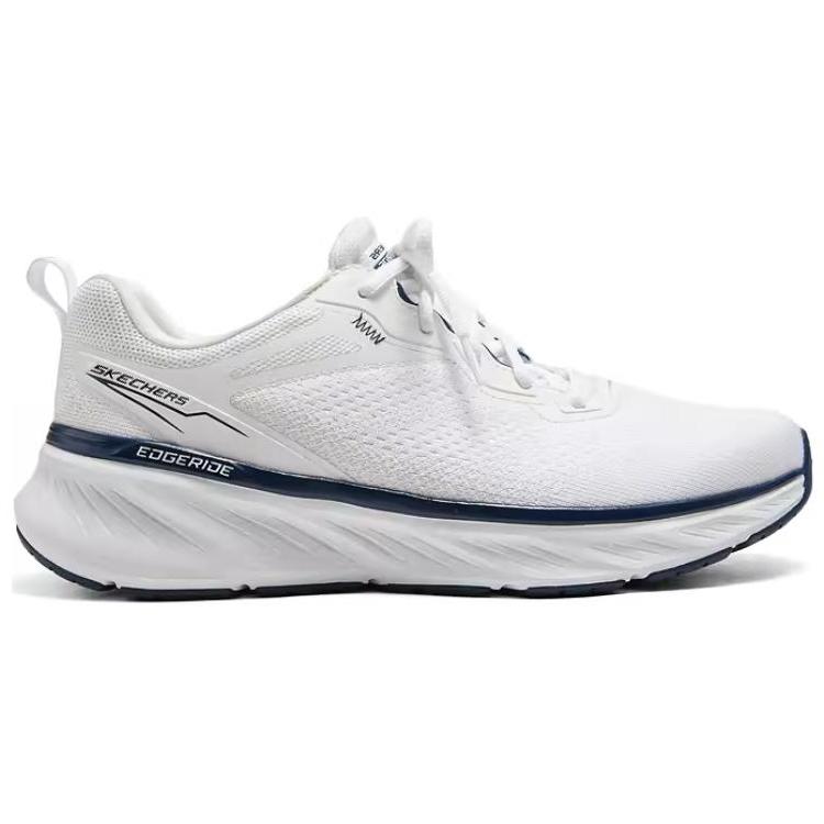 Skechers Edgeride Fabric Comfortable Classic Versatile Fashion Breathable Low-Top Casual Shoes Men Sneakers White Blue 232836-WNV