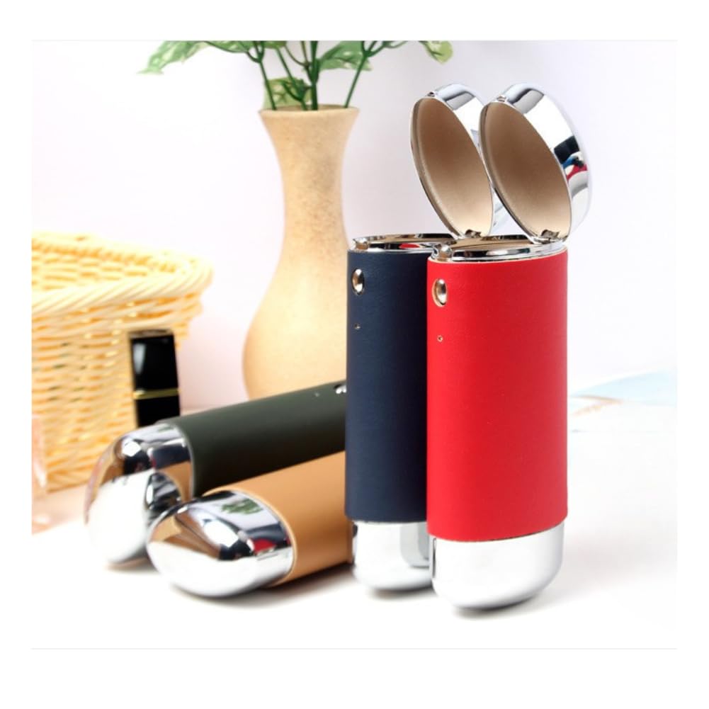 MANATAS Glasses PU Hard for Reading Glasses Case, One-Touch Cylindrical, Simple, Lightweight, Slim, Compact, Leather, Storage, Portable, Vertical,