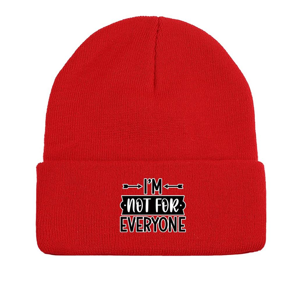 I'M NOT FOR EVERYONE\" Print Knit Cap Beanie, Text Man Cap Cancer Chemo Autumn Unisex Pompom Beanies Knitted Hat Beanie