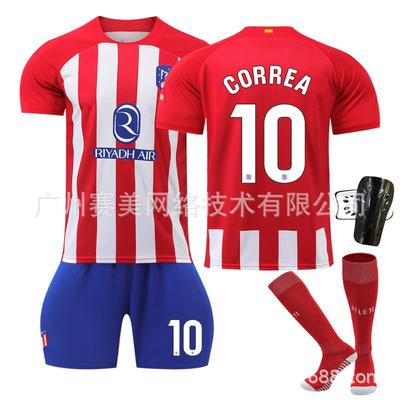 2324 Atletico Madrid Home Shirt No. 7 Gletzman 19 Morata 10 Correa Football Set