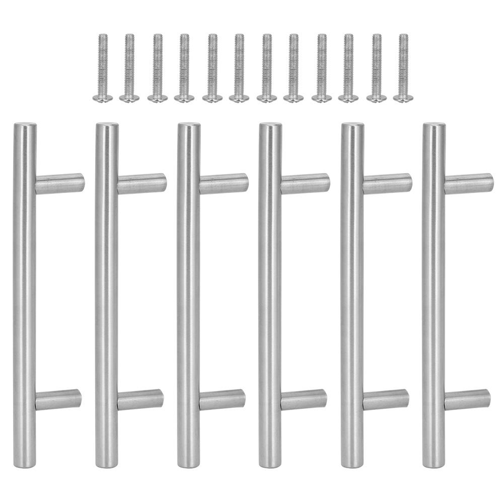 6 Stück Edelstahl T-Stangengriff Langlebige Möbelbeschläge für Kleiderschränke Schublade Schrank Schuppen