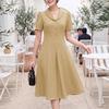 ZANZEA Elegant Women Turn Down Collar Casual Short Sleeve Dress