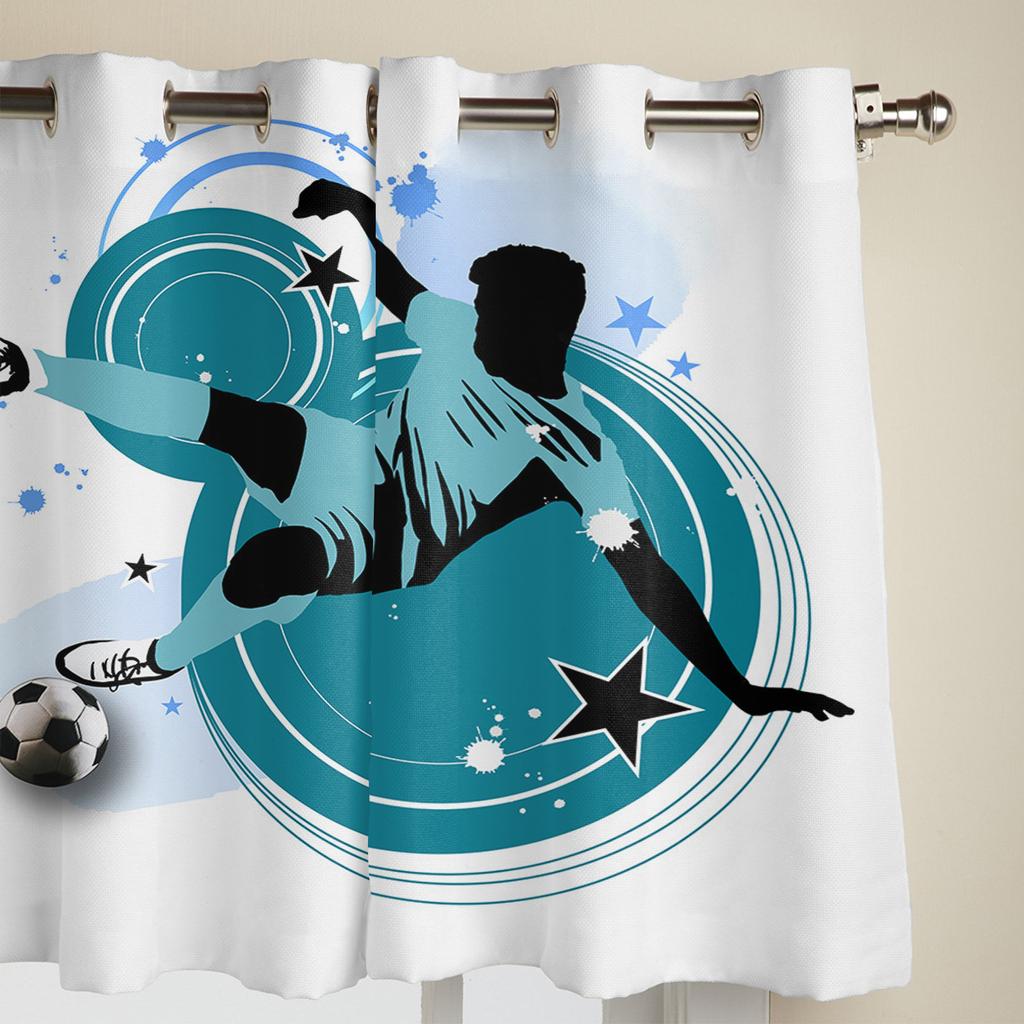 Fenstervorhänge mit Fußballspieler-Silhouette für Wohnzimmer, Schlafzimmer, moderne Jalousien, Vorhänge für die Küche