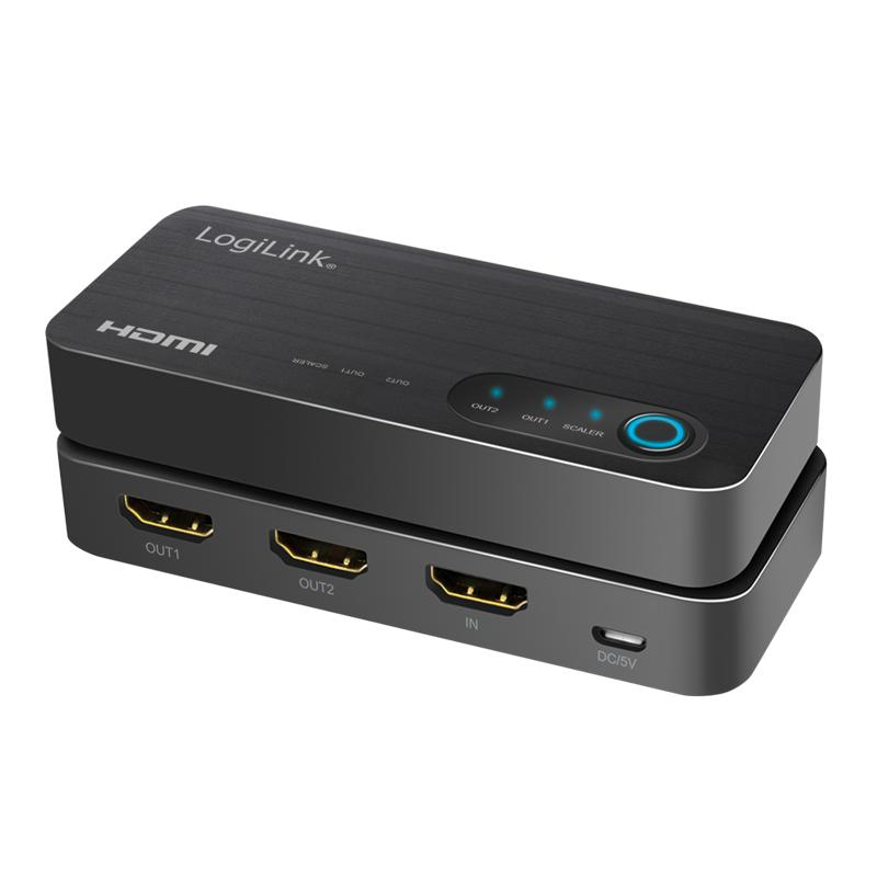 LogiLink 1x2 4K UHD HDMI Splitter, Supports HDCp, HDR, CEC, 60 Hz