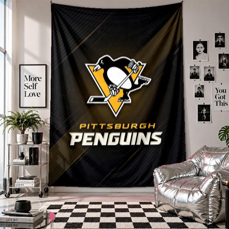 Pittsburgh Penguins Wall Tapestry Home Decor Wall Hanging Cloth for Bedroom Living Room Background