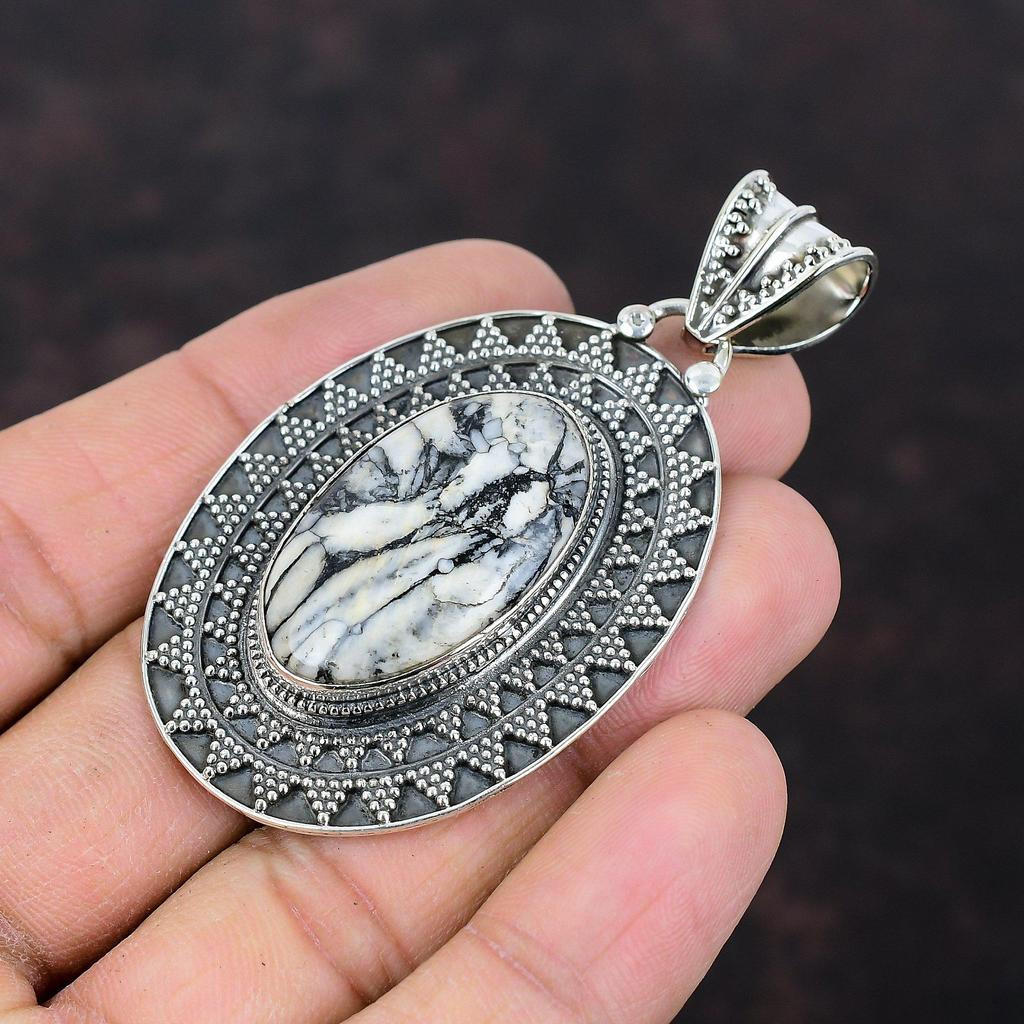Pinolith Jasper Gemstone Pendant Latest Design Pendant Handmade Jewelry 925 Sterling Silver Pendant Gift For Mom Very Pretty Vintage Pendant
