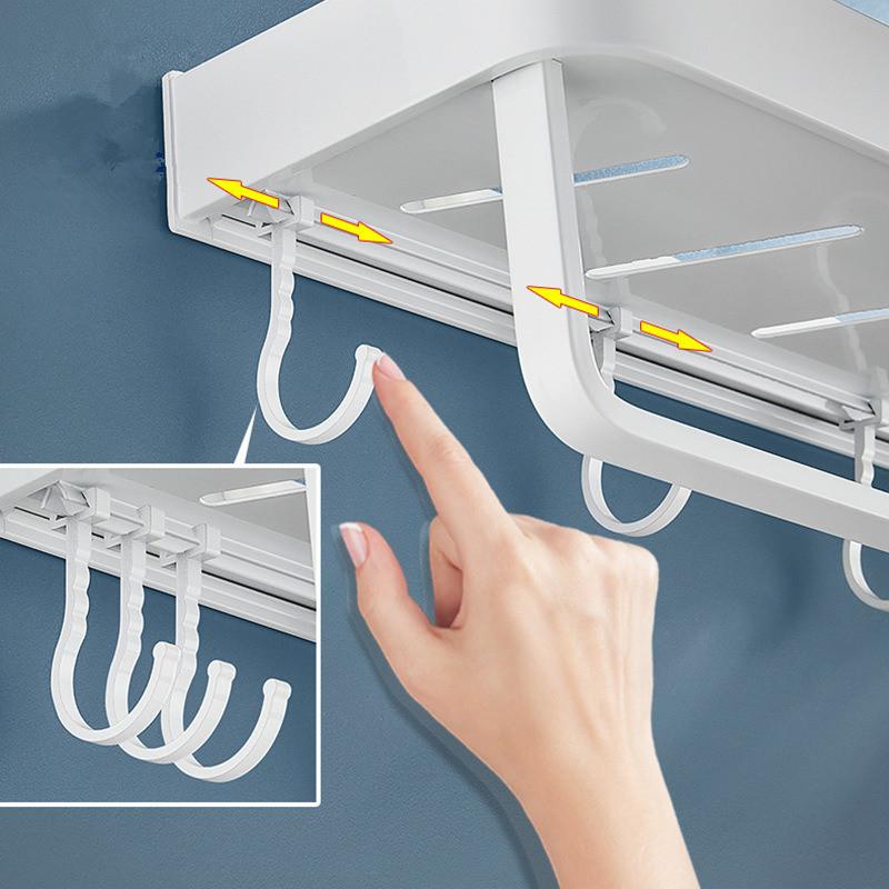 Tuqiu Bathroom Shelf Bath Shower Shelf Aluminum White Bathroom Shampoo Holder Corner Shelf Wall Mounted Kitchen Storage Holder