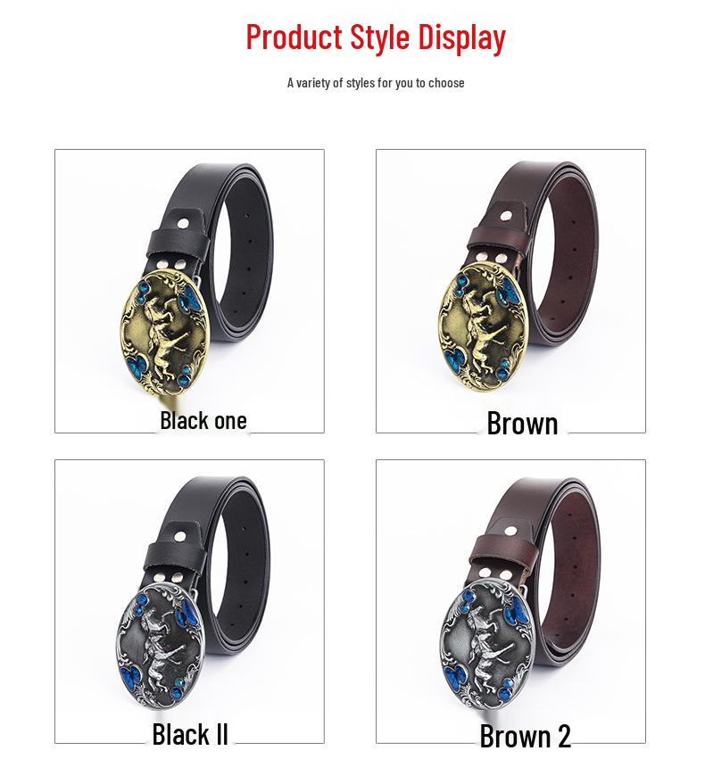 Men's Retro Punk Metal Buckle Leather Belt