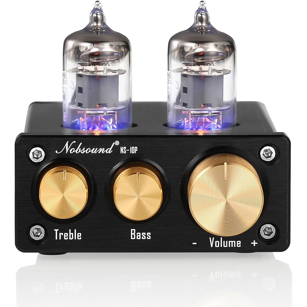 Nobsound NS-10P Mini Röhrenvorverstärker Hi-Fi AUX Line Vorverstärker mit Bass-Höhen-Regelung