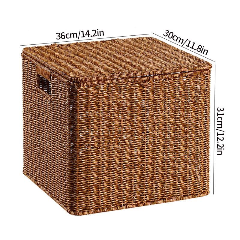 Grote geweven opbergmand met deksel Handgemaakte kleding wasmanden diverse spullen speelgoed container Imitatie rotan kledingbak