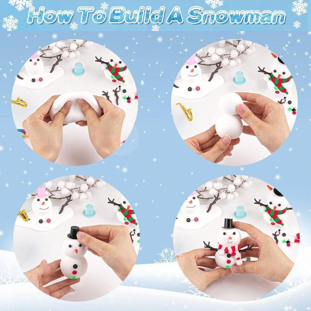 With Carrot Noses Clay DIY Snowman Kit Hands-on Ability Mini Snowman Craft Kit  Christmas