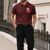 Men's Summer Short Sleeve Polo Shirt Casual Ice Silk Fabric Breathable Soft Lightweight Printed Design Regular Fit