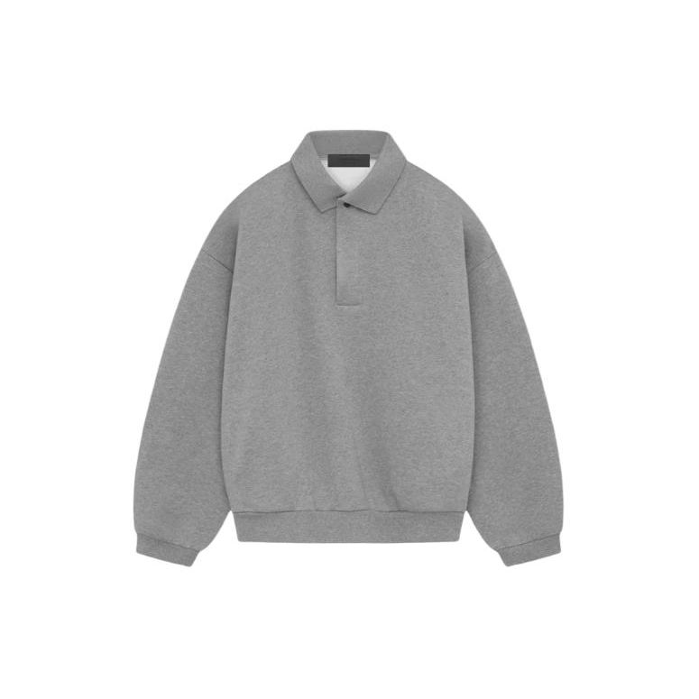Fear of God Essentials Long-Sleeve Polo Dark Heather Oatmeal Men Tops Grey 192SP244393F