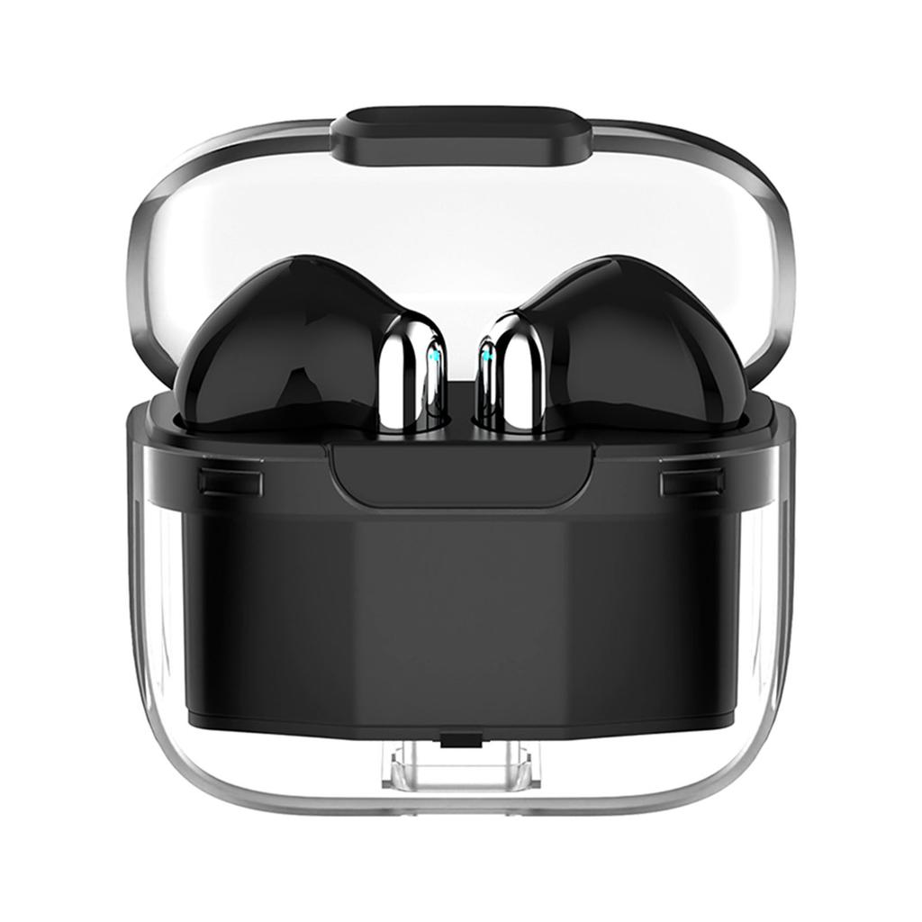 Language Translator Earbuds Bluetooth 5.3 Support 144 Languages Wireless Translator Earphone with Transparent Case Black