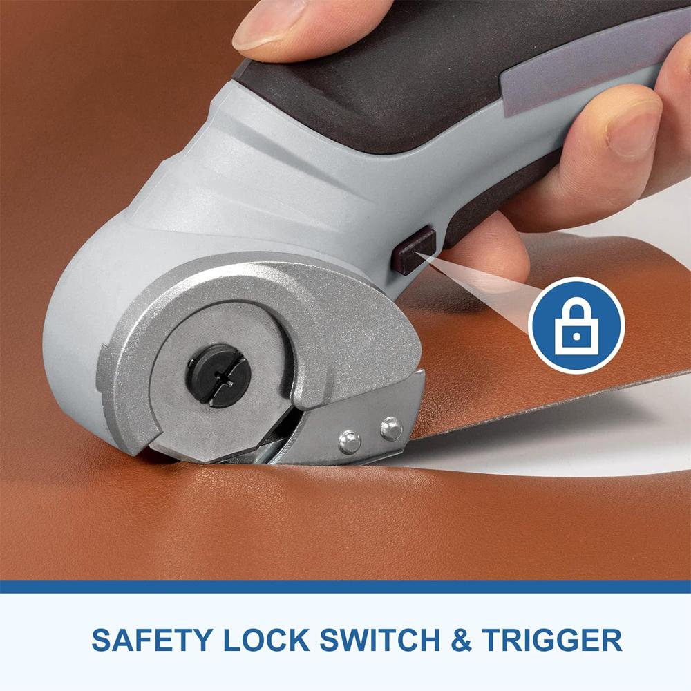 Cordless Electric Scissors Cardboard Cutter with Safety Lock 4.2V Electric Mini Cutter Rechargeable Rotary Cutter for Leather