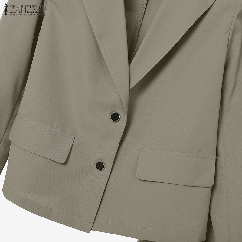 ZANZEA Women Long Sleeve Blazer and Midi Skirts Casual Two Piece Suit Sets