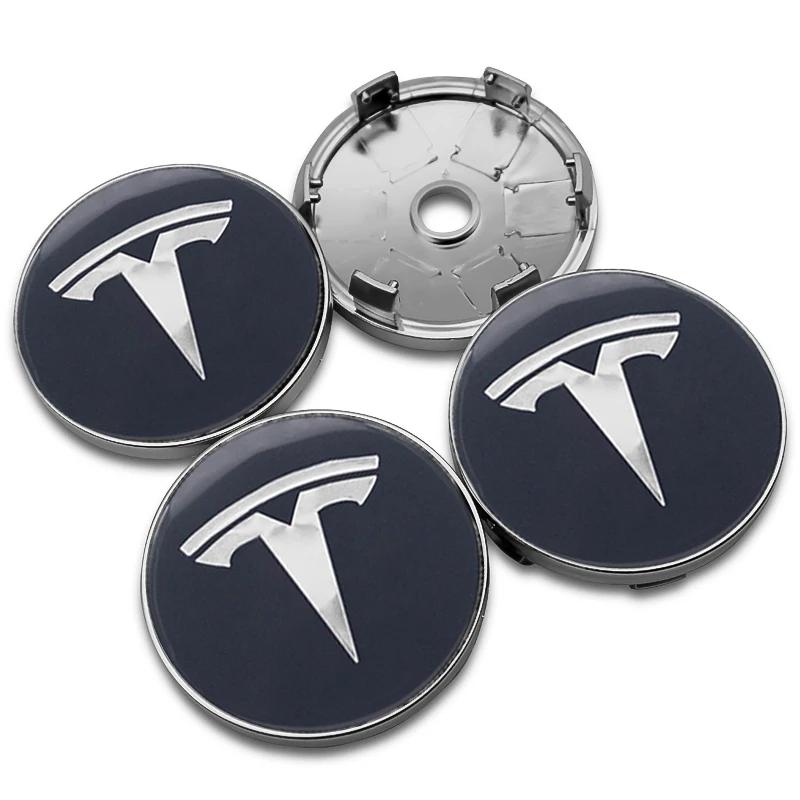 ALL1 4 Stück 56 60mm Auto Radnaben Kappe Reifenkappe 60mm Felgenabdeckung Aufkleber Abzeichen Emblem Zubehör Für Tesla Model 3 Model S X Model Y