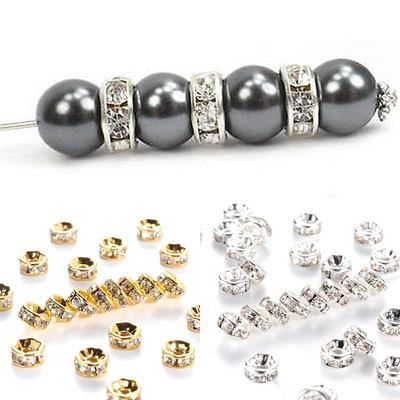 Rhinestone For Rondelle Disc 316 Spacer Beads With Stainless Steel Crystal 100pcs 6/8/10mm Jewelry Making DIY Bracelet