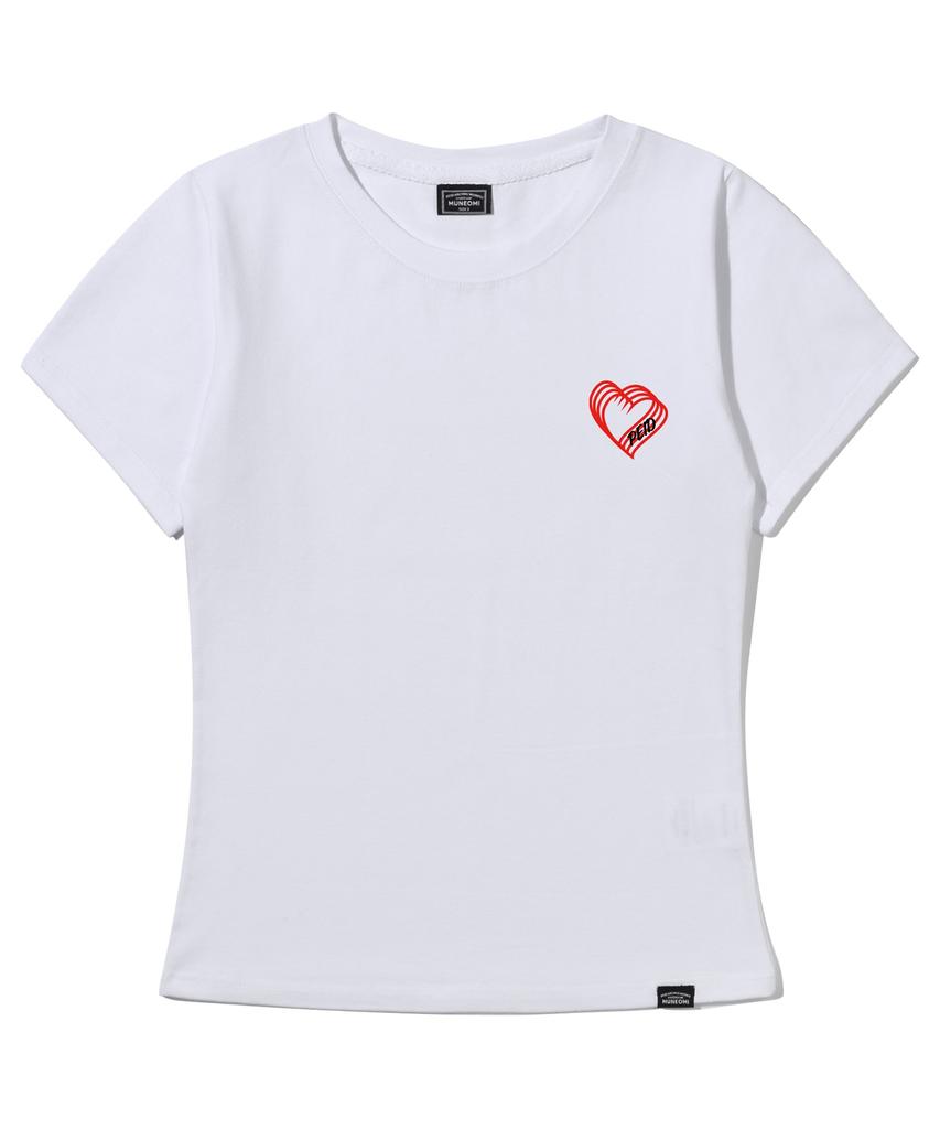 Peideu Pd Small Heart Slim Fit Short Sleeve T-Shirt White