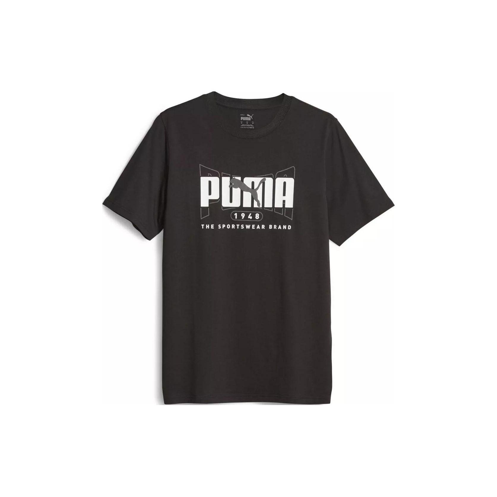 

Puma Graphics Execution Tee Letter Print Round Neck Short Sleeve T-Shirt Men Tops Black 677193-01 L