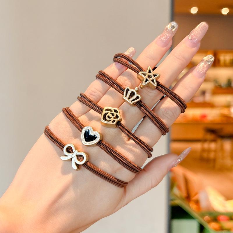 Kleiner Bär Hochelastisches Kaffee-Haargummi für Frauen und Mädchen - Langlebig, Schlicht und Elegant