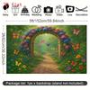 2D Whimsical Photo Booth Backdrop with Stone Arch and Colorful Butterflies
